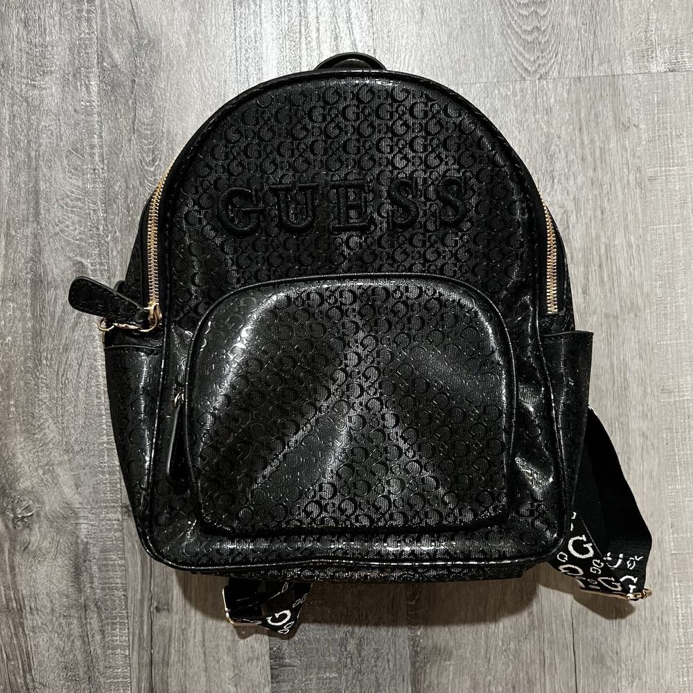 GUESS Factory LA Onora Backpack Black Embroidered Mini Bag Adjustable Straps
